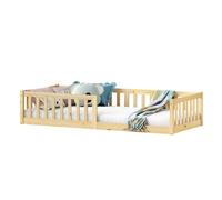 IDIMEX Lit Enfant Gustavo lit au Sol 90x200 cm d'inspiration Montessori, avec barrières de Protection, en pin Massif Finition Naturelle