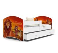 Lit Enfant Happy 80x160 Le Roi Lion Blanc Livré avec sommiers, tiroir et matelas en mousse de 7cm