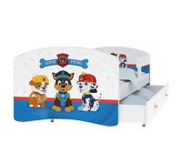 Lit Enfant Happy 80x160 Pat Patrouille Blanc Livré avec sommiers, tiroir et matelas en mousse de 7cm