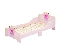 HomCom Lit enfant Design princesse motif couronne Sommier à lattes inclus MDF contre-plaqué Rose G