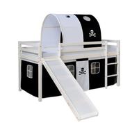 Lit enfant - HomeStyle4U - 2542 - 90x200 cm - Échelle toboggan - Tunnel pirates