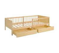 Lit enfant - HOMESTYLE4U - 3230 - 90x200 cm - Bois naturel - Tiroirs intégrés