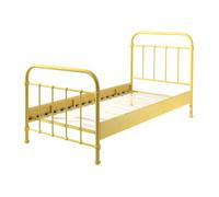 Vipack Lit enfant New York métal 90x200 cm Sommier inclus Jaune