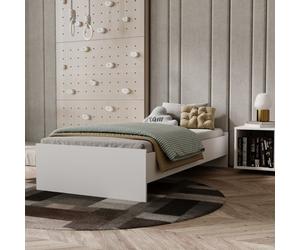 Lit enfant jeunesse KARO 90x190 cm + sommier, BLANC