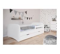 Lit enfant Kocot Kids Babydreams blanc 140x70 avec matelas - Bois de qualité - Garde-corps mobile inclus