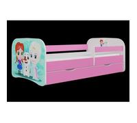 Lit enfant Kocot Kids La Reine des neiges rose avec tiroir 80x160 - A lattes - Bois et panneaux de particules