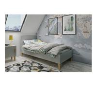 Lit enfant KUBI - Kocot Kids - Gris - 80x180 cm - Pieds en chêne massif - Sommier à lattes