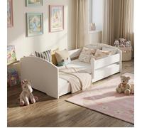 KOBI Lit Enfant Montessori Leo 140x70 - lit Bas avec Matelas et Balustrade (avec Matelas, 140x70)