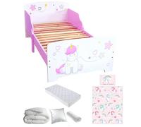 Lit enfant Licorne - Pack complet Premium - Rose et Blanc - Matelas et Literie inclus