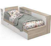 Lit enfant LIFE 1 personne - 90x190/200 - Rangements - Décor Chene et blanc - DEMEYERE - Fabriqué en France