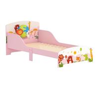 AIYAPLAY Lit Enfant, lit au Sol Enfant, Motif Animal, 140 x 70 cm avec Panneaux de Protection latéral Haut et sommier à Lattes en Bois, Design Bas sécurisé, Facile à Monter, Rose