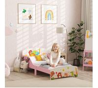 Lit enfant lit au sol enfant motif animal 140 x 70 cm avec sommier à lattes en bois design bas sécurisé rose