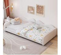 Lit enfant lit capitonné 90 x 200 cm lit simple avec dossier accoudoirs - blanc