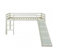 HomeStyle4U Lit mezzanine enfant 90x200 cm Bois massif Échelle et toboggan alternables Blanc