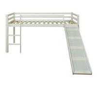 HomeStyle4U Lit mezzanine enfant 90x200 cm Bois massif Échelle et toboggan alternables Blanc