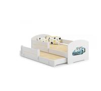 Lit enfant LUK 160x80 Police gigogne avec matelas Jaune G