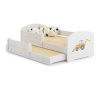 Lit enfant LUK 160x80 Tracteur gigogne avec matelas Jaune