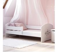 Lit Enfant LUK avec Barrière de Sécurité, Sommier FLEX et Matelas en Mousse - 160x80 cm