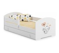 Lit enfant LUK BAR + gigogne 140x70 Elephant avec matelas Jaune G