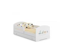 Lit enfant LUK BAR+SZU 140x70 Dinosaures tiroir de rangement avec matelas Jaune G