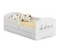 Lit enfant LUK BAR+SZU 140x70 Dinosaures tiroir de rangement avec matelas Jaune