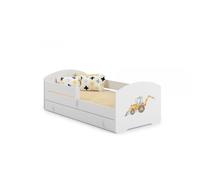 Lit enfant 140 x 70 cm + sommier + matelas + tiroir + barrière de protection