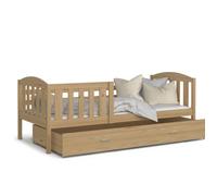 Lit enfant LUNA 90X190 cm - 1 Matelas , 1 Sommier et Tiroir inclus Pin