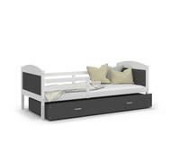 Lit Enfant Mateo 90x190 tiroir + Matelas Blanc - gris