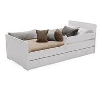Kobi Lit d'enfant MAX 80x160 cm avec sommier, barrières, tiroir et matelas - Blanc