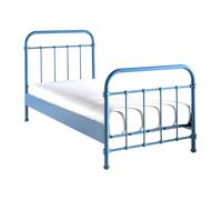 Vipack Lit enfant New York – Métal 90x200 cm – Bleu – Style industriel