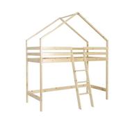Lit enfant mezzanine cabane 90 x 190 cm pin naturel ROYA