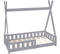 Lit enfant ml design 70x140 en bois massif matelas sommier - sommier a lattes gris Hellgrau G