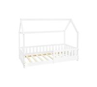Lit enfant ml design 80x160 en bois massif sommier - sommier a lattes blanc