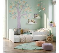 Lit enfant Montessori 70x140 avec barrière - Lit au Sol, couleur blanche LEO