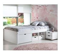 Lit Enfant Multi-rangements Paris Prix Clark 90x200cm Blanc - Avec tiroirs et sommier inclus