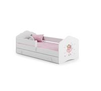 Lit enfant nala tiroir 140x70 fée avec tiroir de rangement avec matelas