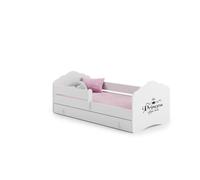 Lit enfant nala140x70 princess avec tiroir de rangement avec matelas