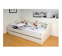 Lit avec rangements 90x190 cm BLANCA + tiroir blanc
