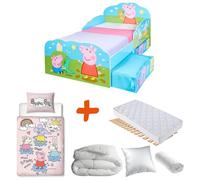 Lit Enfant - Peppa Pig - Pack LUXE - Literie 5 pièces - Matelas Inclus - Multicolore