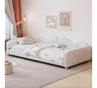 Lit enfant rembourré en tissu teddy, canapé-lit, blanc, 90x200 cm