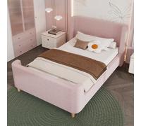 Lit Enfant rembourré, lit Simple à traîneau avec Motif Cosmique, 90 x 200 cm, pour garçons et Filles, Velours (sans Matelas) (Pink + Velvet + 90cm*200cm)