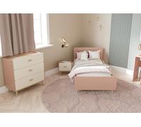 Lit Enfant Rose et Blanc avec Etoiles Dorées - Lit 1 Personne (90x190) - Peinture Non Toxique - Meuble de Chambre d’Enfant Fabriqué en France - Gamme Suzie