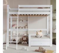 Lit Enfant Superposé 90 X 200 Cm, Lit Mezzanine Pour 2 Enfants, Lit Cabane Dans Les Arbres Avec Sommier à Lattes, Protection Antichute, échelle Robuste, Lit En Bois Simple, Lit Adolescent,Sans Matelas