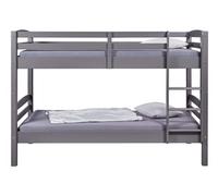 Lit enfant superposé 90x200cm en pin massif vernis coloris gris - longueur 212 x profondeur 98 x hauteur 146 cm - -