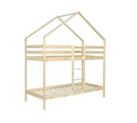 Lit enfant superposé cabane 90 x 190 cm pin naturel ROYA