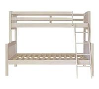 PEGANE Lit Enfant superposé en Bois de pin Massif Coloris lasuré Blanc - Hauteur 156 x Largeur 205 x Profondeur 151 cm