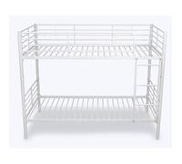 Lit enfant superposé en métal coloris blanc - Hauteur 160 x largeur 199 x profondeur 96,50 cm