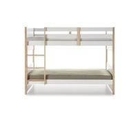 Lit enfant superposé en pin ciré et MDF coloris blanc blanchi - Longueur 200 x Profondeur 104,50 x Hauteur 155 cm-PEGANE- Blanc