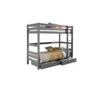 Vipack Lit Enfant Superpos Hauteur 180 Pino 90x200cm Gris + 2 Tiroirs De Lit