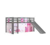 Lit Enfant Surélevé Avec Toboggan Pino 90x200cm Gris Little Princess